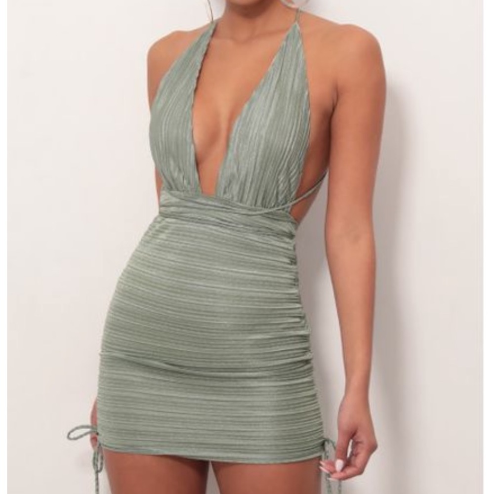 Tamara Plunge Dress Sparkling Sage